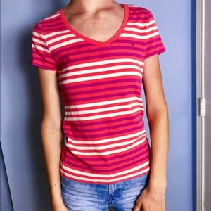Tommy Hilfiger pink, white, and orange striped top